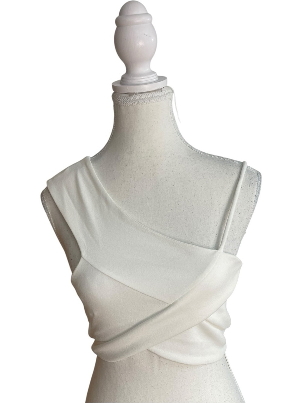 Zara Asymmetrical Wrap Crop Top White